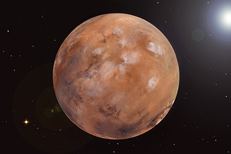 planet mars and sun